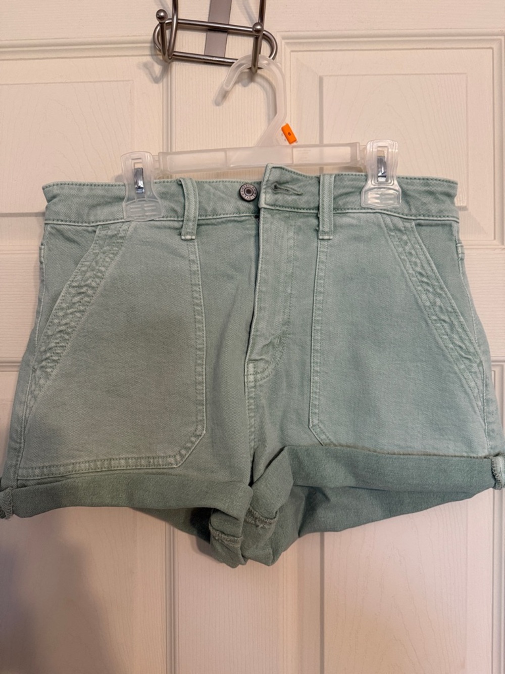 American Eagle Outfitters Mint Green Cuffed Jean Shorts